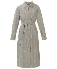 Motion Waterproof Trench Coat - Brown Houndstooth Check Print