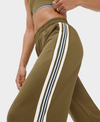 Linear Striped Wide Leg Pants - Khaki Brown