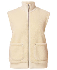 Plush Fleece Ribbed Vest - Ecru Beige