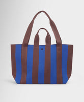 Knitted Stripe Bag - Prussian Blue Chestnut Brown Stripe