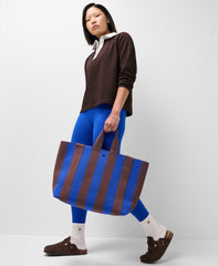 Knitted Stripe Bag - Prussian Blue Chestnut Brown Stripe