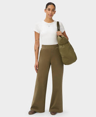 Brushed Wide Leg Pants - Khaki Brown