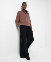 Revive Rib Mix Half Zip Sweatshirt - Chestnut Brown