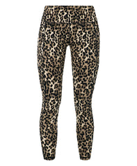 Power 7/8 Piping Workout Leggings - Brown Ink Leopard Print - 7/8 Length