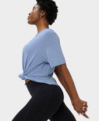 Soft Flow Studio V-Neck Tee - Faded Blue