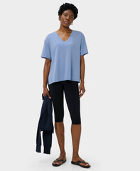 Soft Flow Studio V-Neck Tee - Faded Blue
