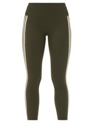 Power 7/8 Side Stripe Workout Leggings - Nori Green - 7/8 Length