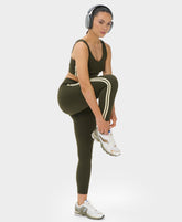 Power 7/8 Side Stripe Workout Leggings - Nori Green - 7/8 Length