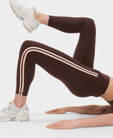 Power 7/8 Side Stripe Workout Leggings - Sable Brown - 7/8 Length