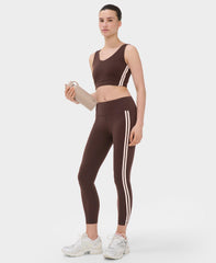 Power 7/8 Side Stripe Workout Leggings - Sable Brown - 7/8 Length