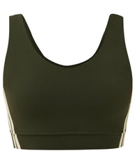 Power Scoop Side Stripe Sports Bra - Nori Green