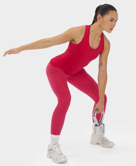 Athlete Textured Stripe Tank - Crimson Red