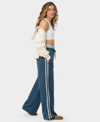 Revival Pintuck Side Stripe Wide Leg Pants - Indigo Blue