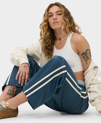 Revival Pintuck Side Stripe Wide Leg Pants - Indigo Blue