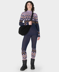 Modal Jacquard Base Layer Legging - Purple Geo Bottom Jacquard - Full Length