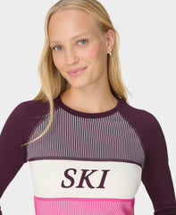Ribbed Base Layer Tee - Purple Sb Ski Stripe Print