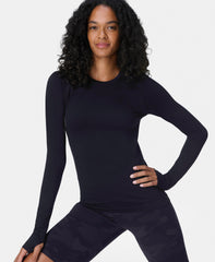 Athlete Seamless Workout Long Sleeve Top - Black