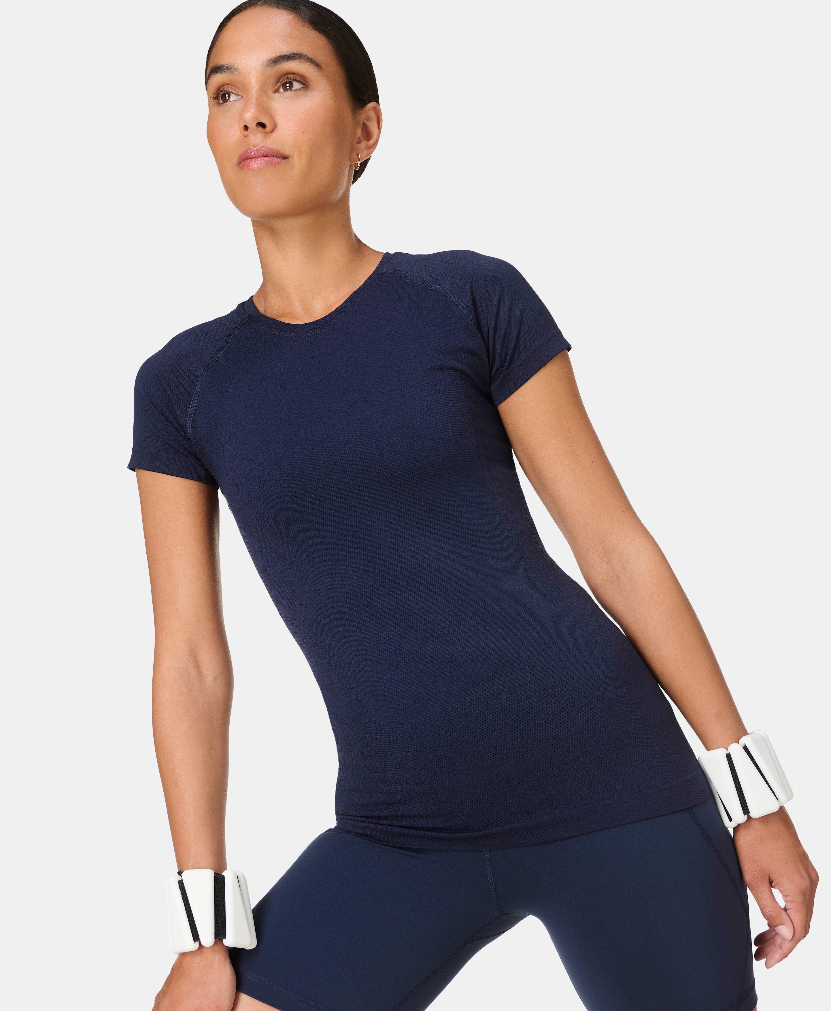 Athlete Seamless Workout Tee - Navy Blue