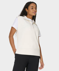 Sand Wash CloudWeight Half Zip Sleeveless Pullover - Coconut Cream