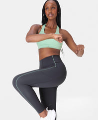Power UltraSculpt High Waist Piping Leggings - Graphite Grey Limestone Green - Full Length