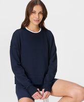 After Class Crop Sweatshirt - Navy Blue