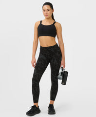 Runner's High Power Leggings - Black Cliff Face Print - Full Length