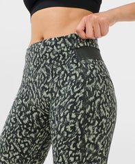 Runner's High Power Leggings - Green Wild Tech Print - Full Length