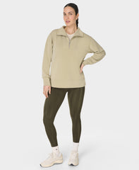 Sand Wash Half Zip Longline Sweatshirt - Bay Green