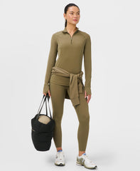 Ultimate Studio Pilates Gripper Half Zip - Khaki Brown