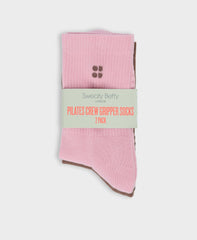 Pilates Crew Grip Socks 2 Pack - Deco Pink Chestnut Brown