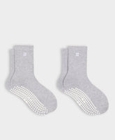 Pilates Crew Grip Socks 2 Pack - Light Grey Marl