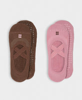 Ballet Gripper Socks 2 Pack - Deco Pink Chestnut Brown