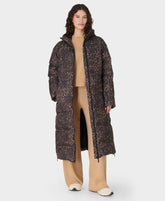 Nimbus Longline Waterproof Puffer - Brown Wild Leopard Print