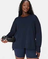 After Class Longline Sweatshirt - Navy Blue