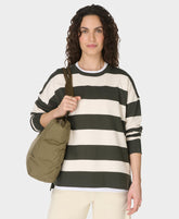 After Class Longline Sweatshirt - NoriGreenLilyWhiteLargeStripe