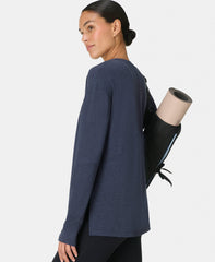 Soft Flow Studio Longline Long Sleeve Tee - Navy Blue