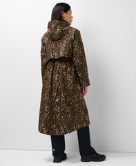 Motion Waterproof Longline Parka - Brown Ink Leopard Print