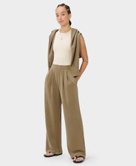 Sand Wash Wide Leg Pants - Khaki Brown