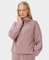 Sand Wash Half Zip Crop Sweatshirt - Duskberry Purple