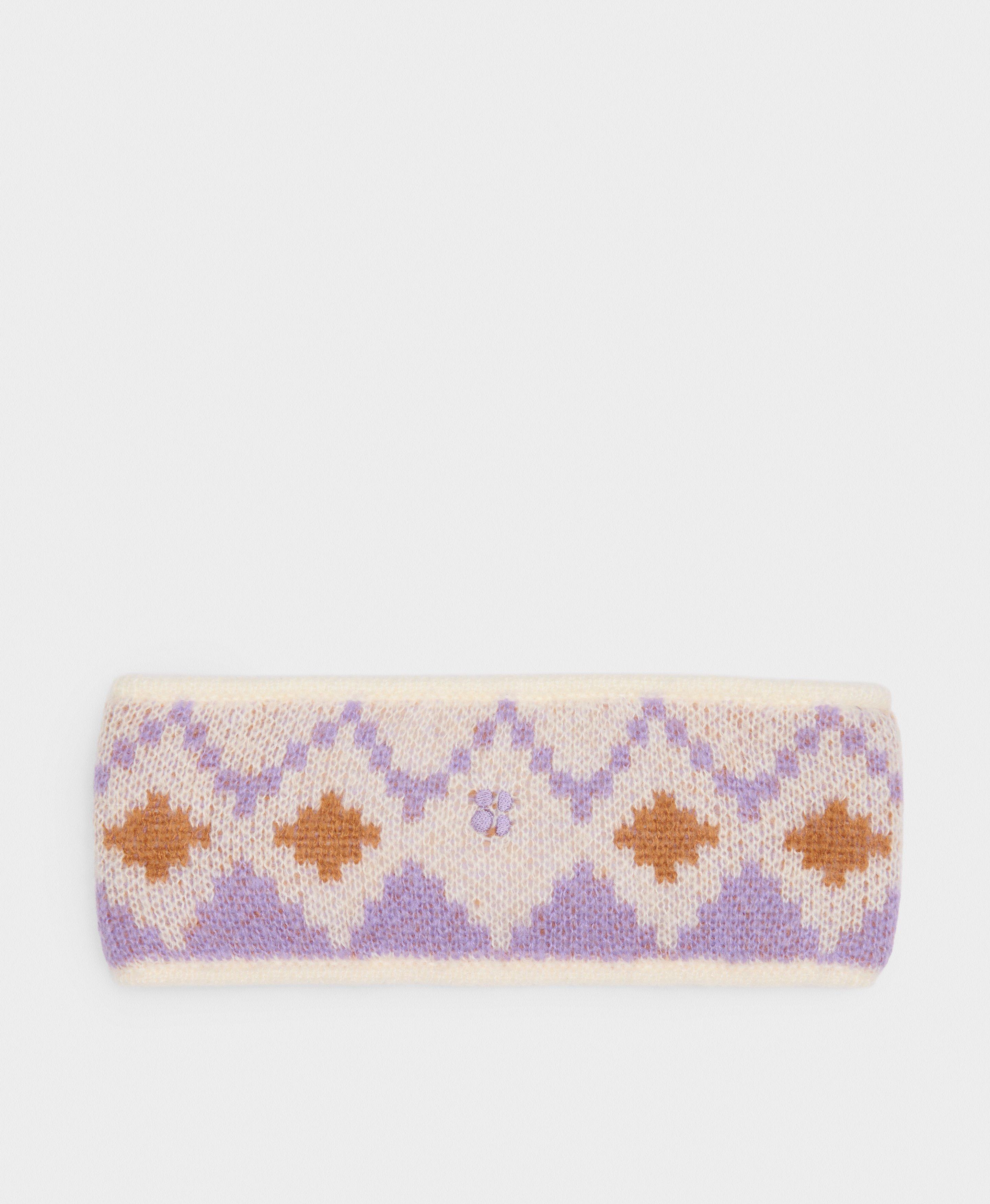 Highland Fair Isle Earwarmer - Purple Geo Band Jacquard