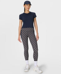 Power Side Stripe Workout Leggings - Brown Arch Geo Print - Full Length