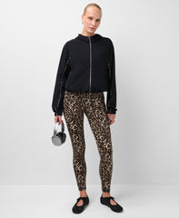 Explorer Cropped Zip-Up - Black Brown Ink Leopard Print
