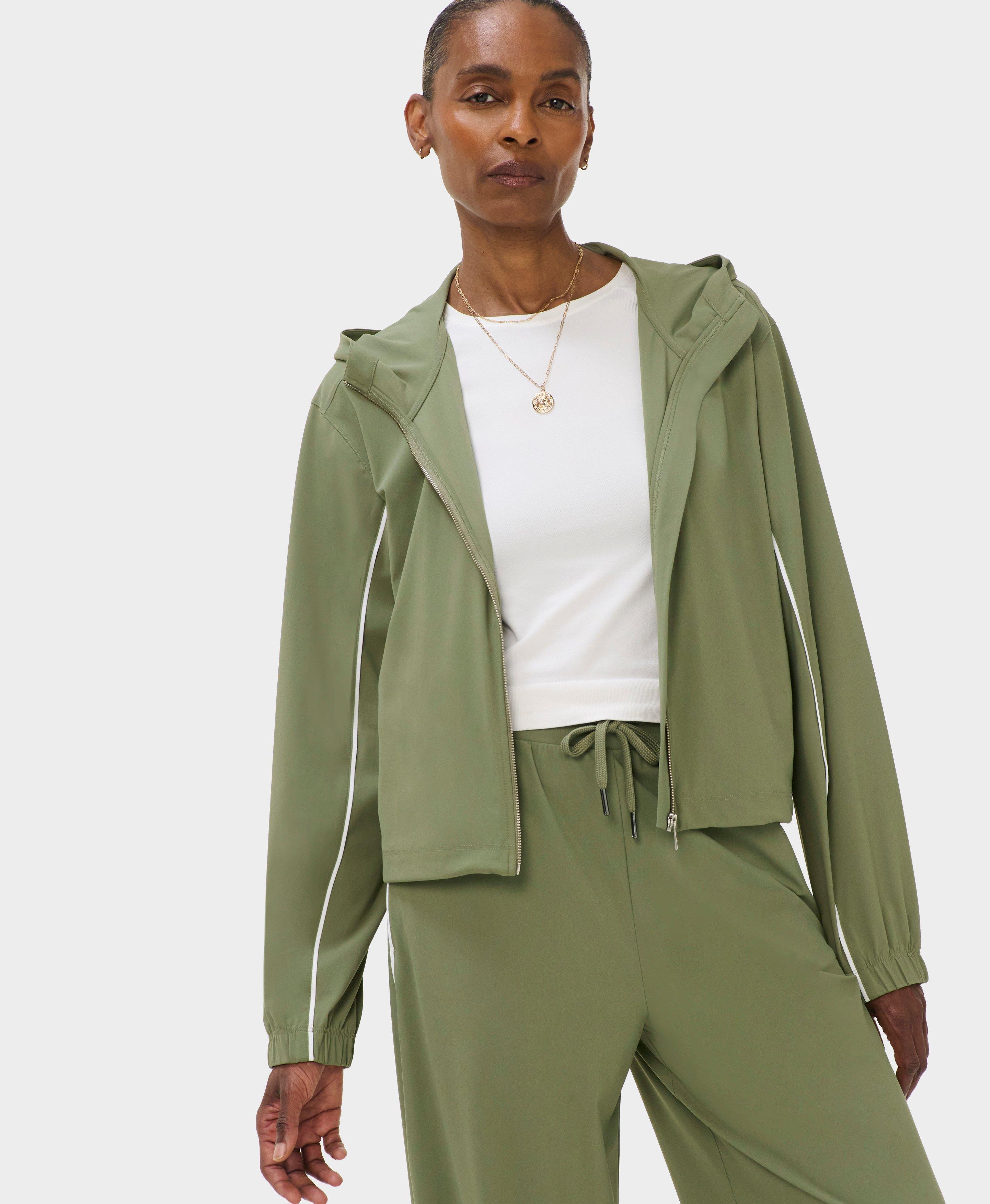 Explorer Cropped Zip-Up - Bracken Green Lily White