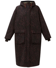 Borg Lined Bathrobe - Brown Leopard Skin Print