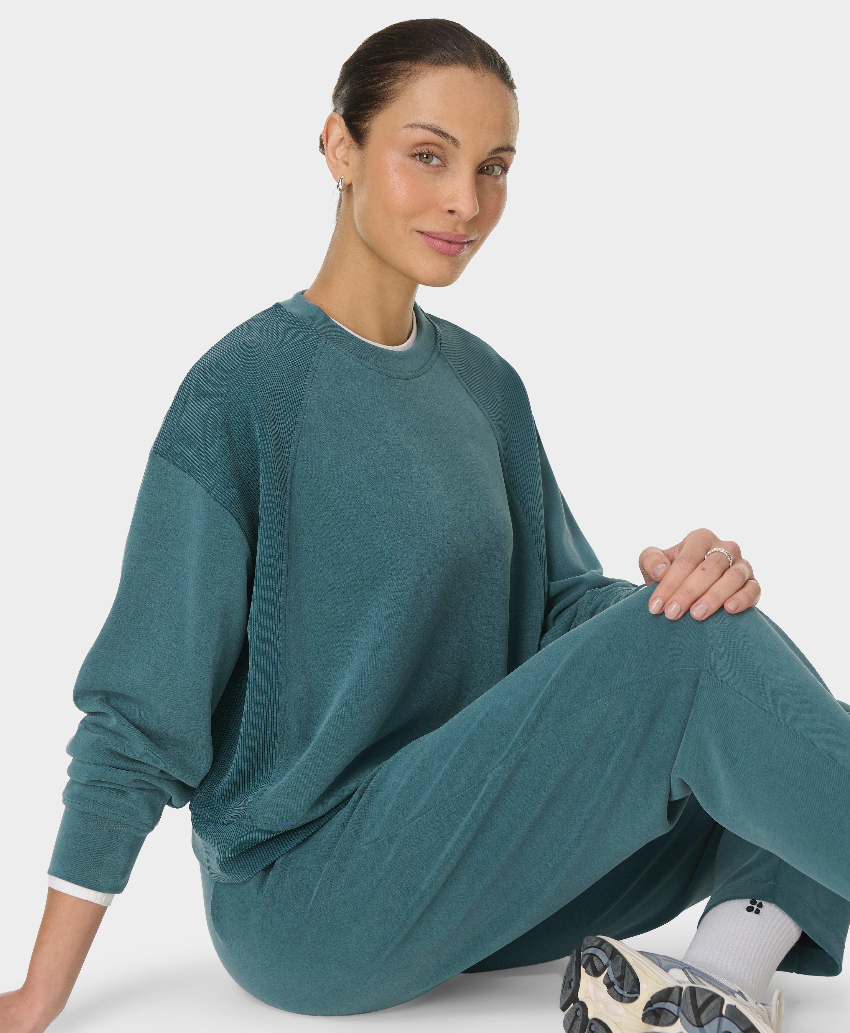 Sand Wash Rib Mix Sweatshirt - Deep Green