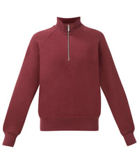 Escape Luxe Fleece Half Zip Crop Sweatshirt - Merlot Red