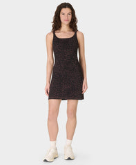 Ultimate Studio Yoga Double Strap Dress - Brown Leopard Skin Print