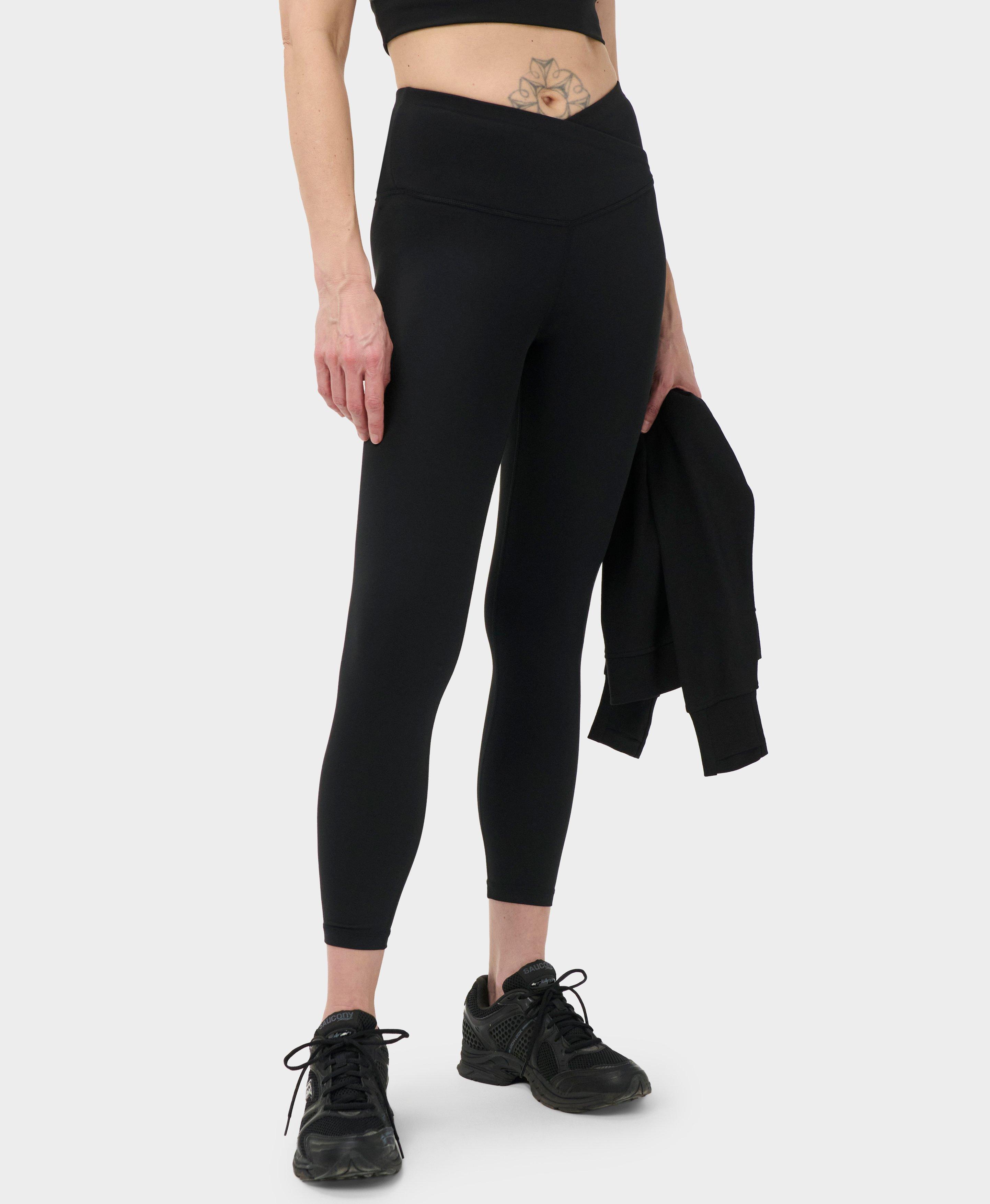 All Day 7/8 Wrap Waist Leggings - Black - 7/8 Length
