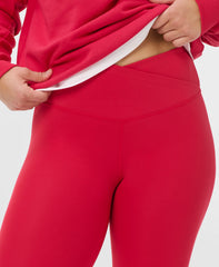 All Day Wrap Waist Leggings - Crimson Red - Full Length