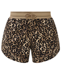 Runner's High Loose Shorts - Brown Ink Leopard Print - Shorts